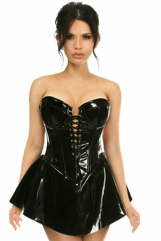 Black Patent Steel Boned Corset Dress