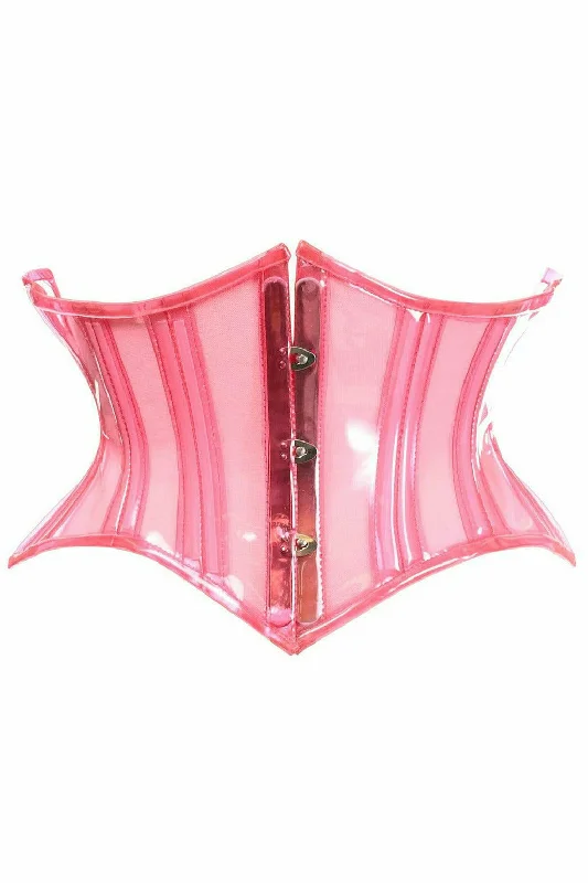 Clear Pink Curvy Cut Mini Cincher Corset