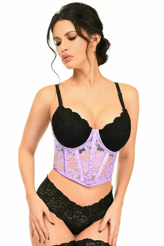 Lavender Sheer Lace Underwire Corset