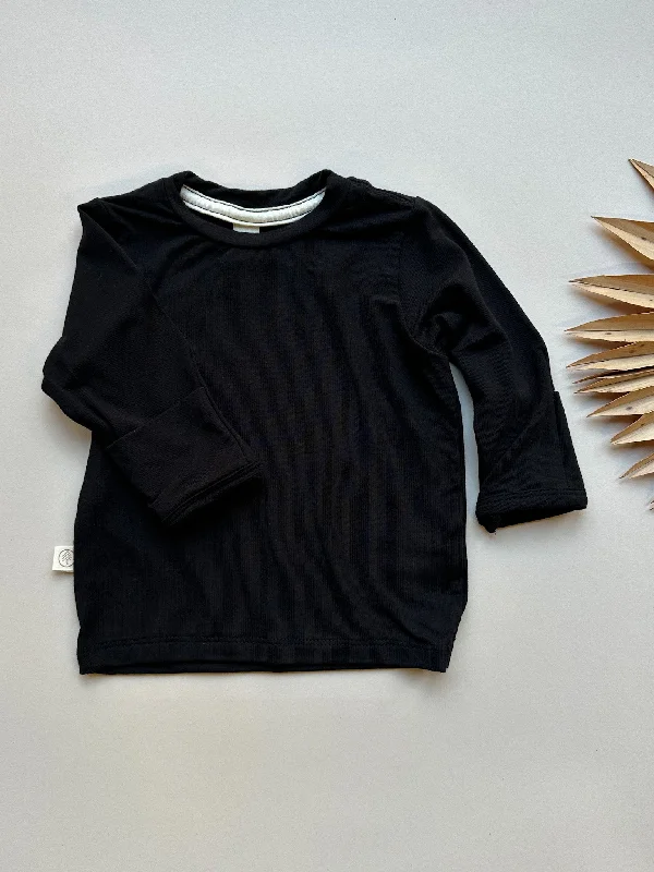 *Preorder* Long Sleeve T-shirt or Bodysuit with Mittens | Baby & Toddler | Luxury Bamboo | Black