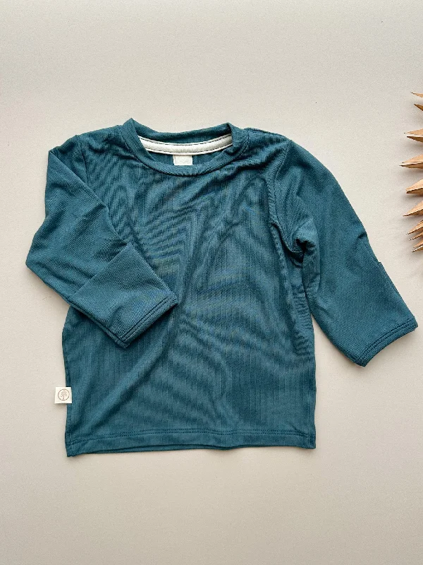 *Preorder* Long Sleeve T-shirt or Bodysuit with Mittens | Baby & Toddler | Luxury Bamboo | Dark Teal