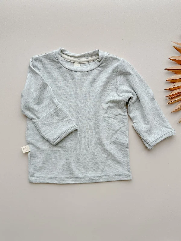 *Preorder* Long Sleeve T-shirt or Bodysuit with Mittens | Baby & Toddler | Luxury Bamboo | Light Heather Gray