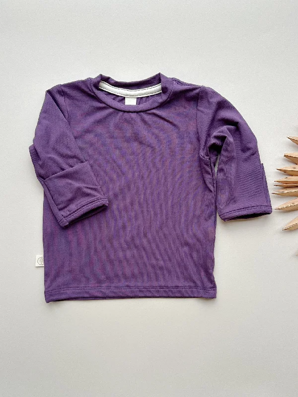 *Preorder* Long Sleeve T-shirt or Bodysuit with Mittens | Baby & Toddler | Luxury Bamboo | Plum