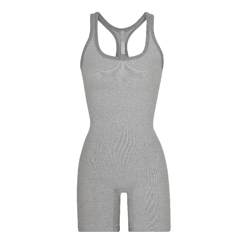 OUTDOOR BASICS MID THIGH BODYSUIT | HEATHER GREY