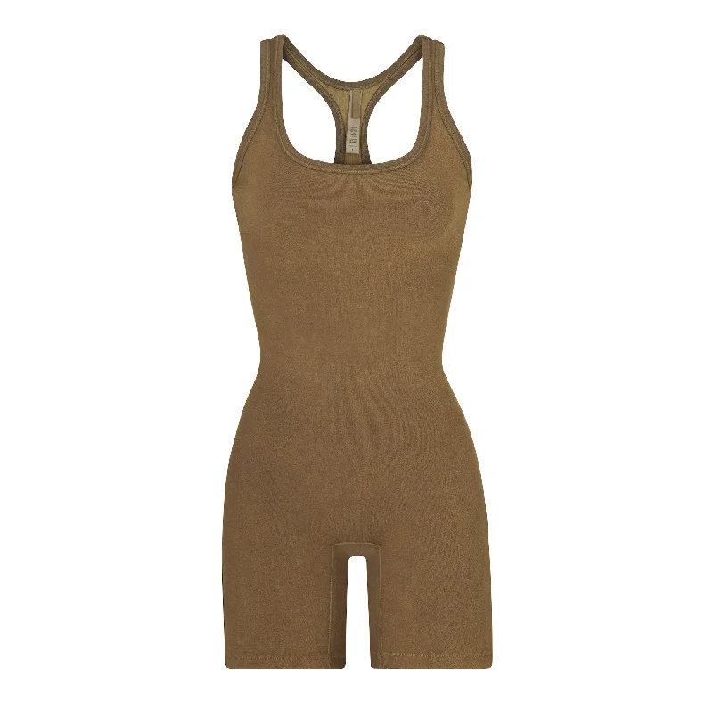 OUTDOOR BASICS MID THIGH BODYSUIT | SEPIA