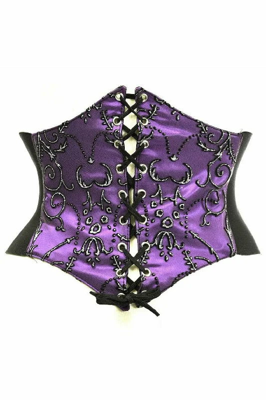 Purple Embroidered Corset Belt Cincher