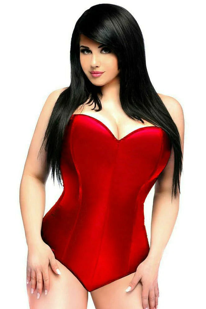 Red Satin Corset Romper