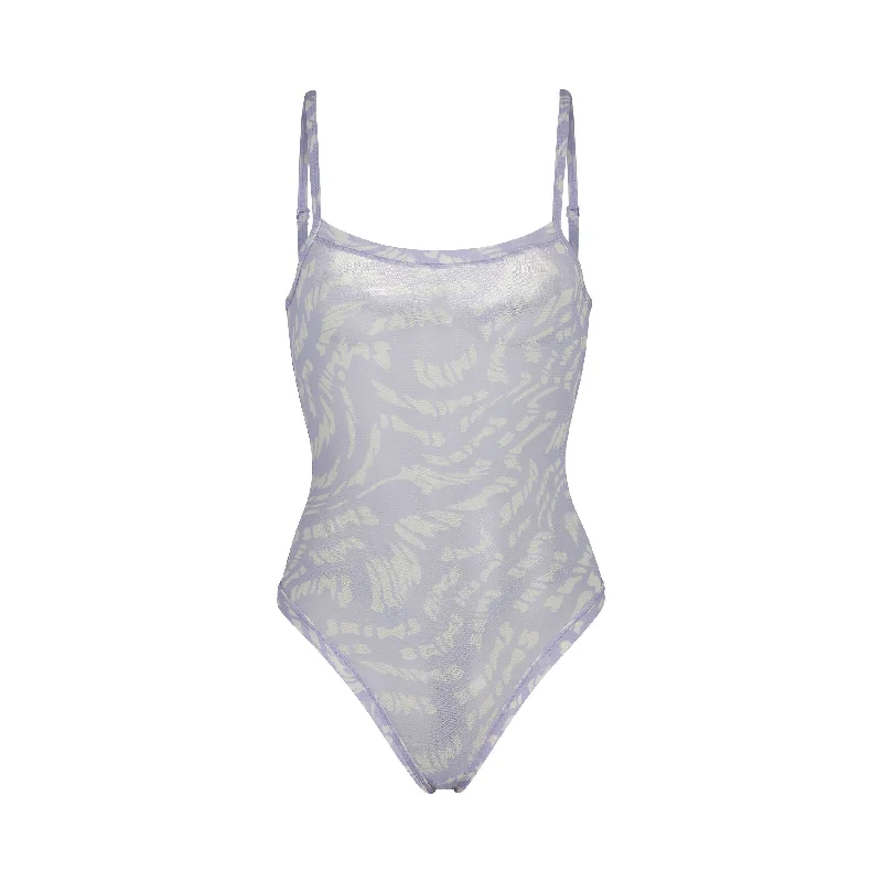 SUMMER MESH STRAPPY BODYSUIT | LILAC SWIRL