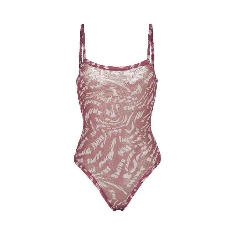 SUMMER MESH STRAPPY BODYSUIT | RASPBERRY SWIRL