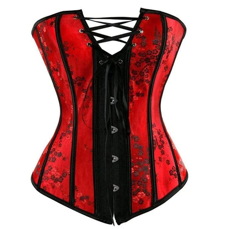 Women's Gothic Floral Strappy Overbust Corsets