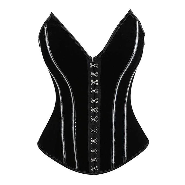 Women's V-neck Lines Design Lace-up Overbust Corsets