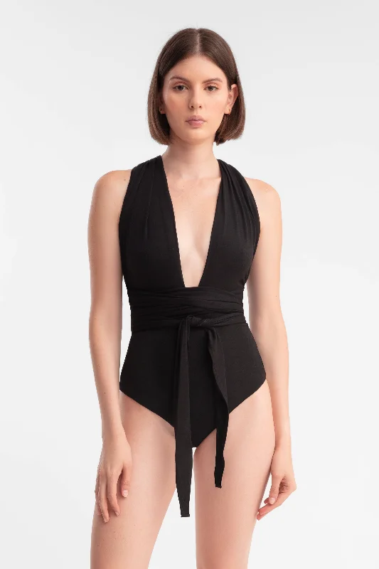 ALICE WRAP AROUND BODYSUIT BLACK