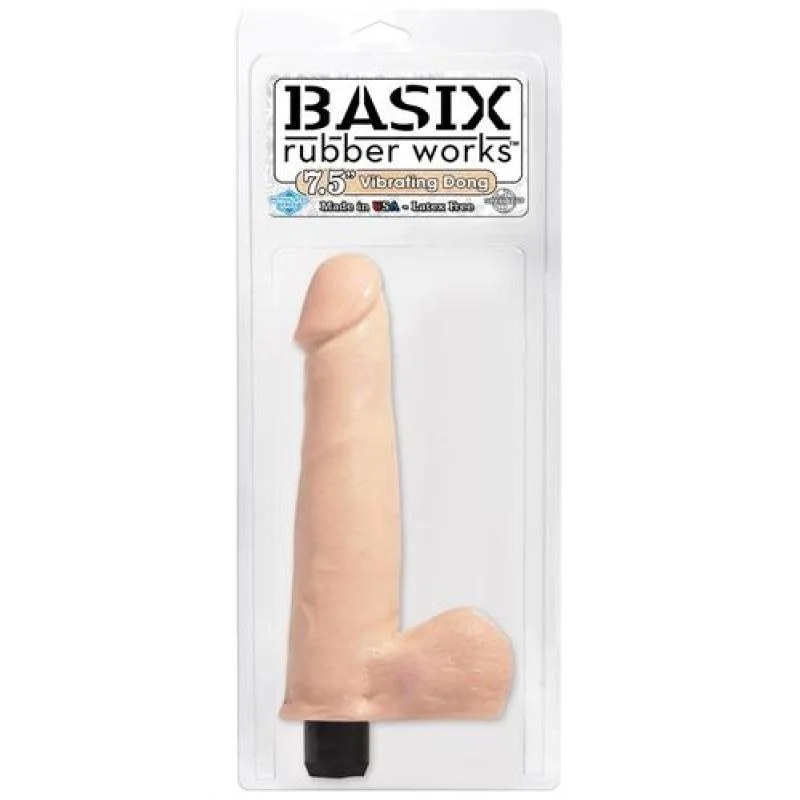 Basix Rubber Works - 7.5" Vibrating Dong - Flesh