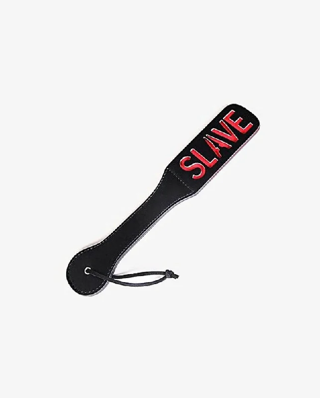 Black & red faux leather fetish role play bondage spanking paddle slave design