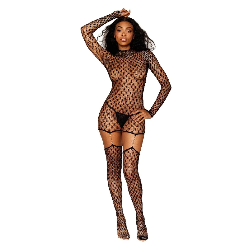 Bodystocking Garter Dress - One Size - Black