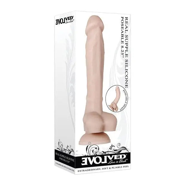 Evolved 'Real Supple' Silicone Poseable 8.25” Dildo with Suction Cup Base