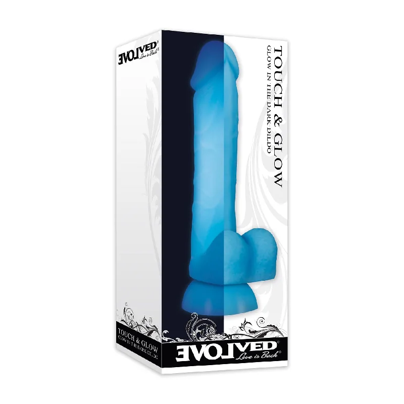 Evolved - Touch and Glow Glow in The Dark Silicone Dildo 8" (Blue)