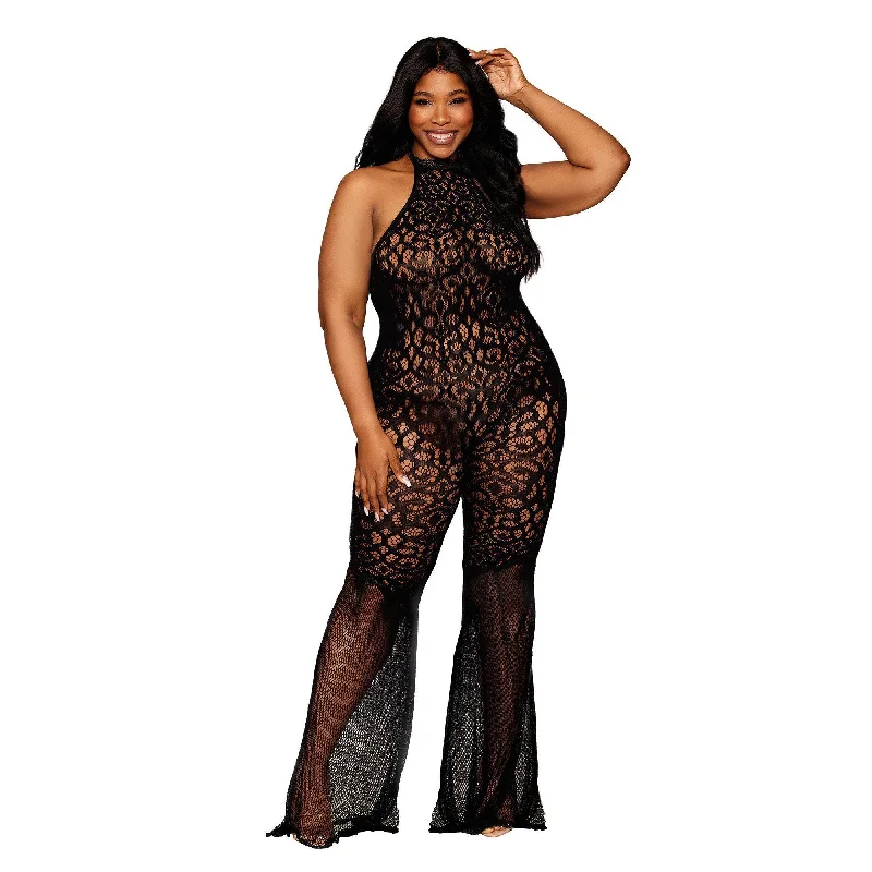 Flair Leg Bodystocking - Queen Size - Black