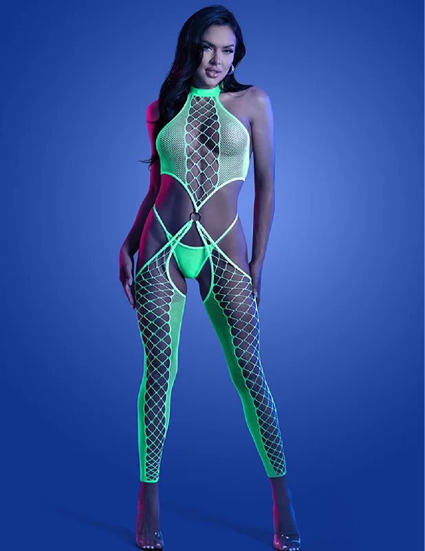 GLOW High Voltage High Neck Bodystocking & G-String