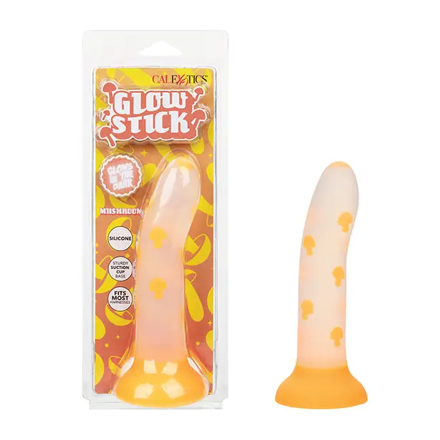 Glow Stick Mushroom Suction Cup Glow-in-the-Dark Dildo - Orange