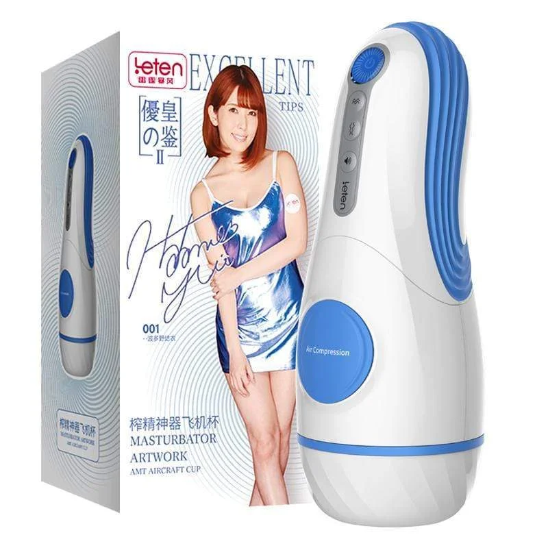 Leten - Excellent Tips Yui Hatano AMT Aircraft Automatic Cup Masturbator (White/Blue)