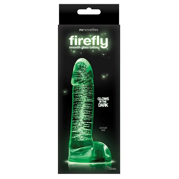 NS Novelties - Firefly Glow in the Dark Smooth Glass Ballsey Dildo 4" (Clear)