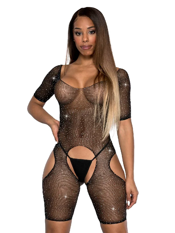 Rhinestone Fishnet Bodystocking - One Size