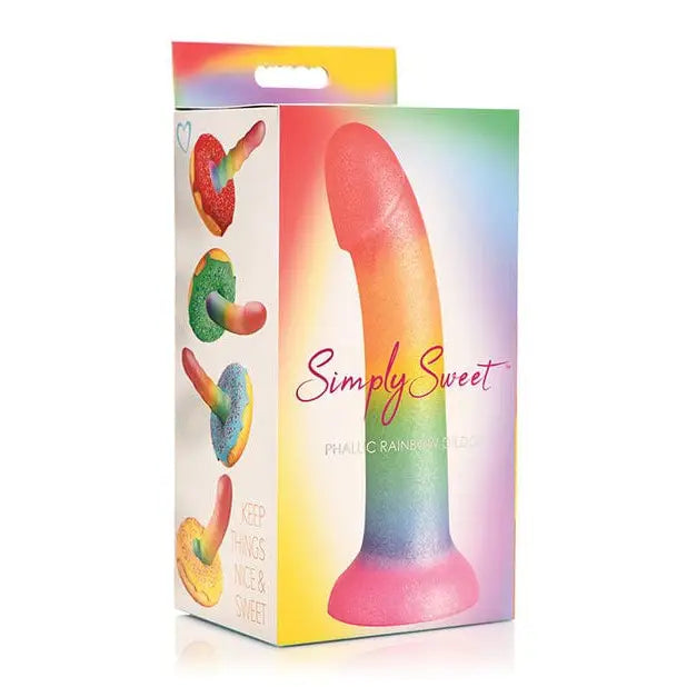 Simply Sweet Phallic Silicone Dildo 6.5in Rainbow