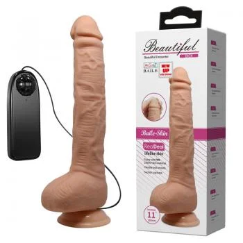 Vibrating Dildo with Suction Base - Flesh