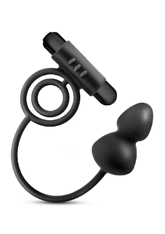 Anal Adventures Platinum Silicone Anal Plug with Vibrating Cock Ring