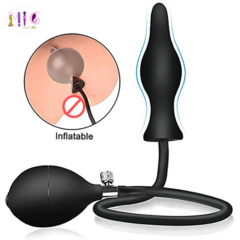 Anal Plug Sex Toys Expandable Anal Plugs Vestibular Inflatable Anal Dilator  Masturbator Sex Toy  for Male and Female Amal Plugs (Black)