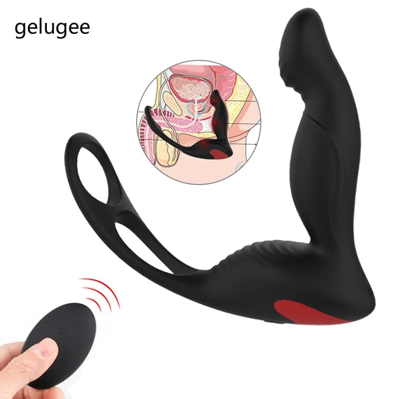 Anal Vibrator Prostate Massager Wireless Remote,Silicome Sex Toys for Men Cock Double-ring Butt Plug for Adult Masturbation