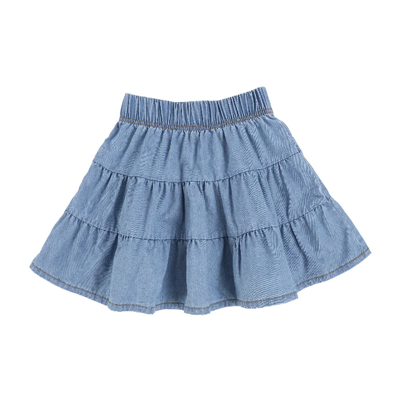 Analogie Denim Tencil Tiered Skirt - Denim