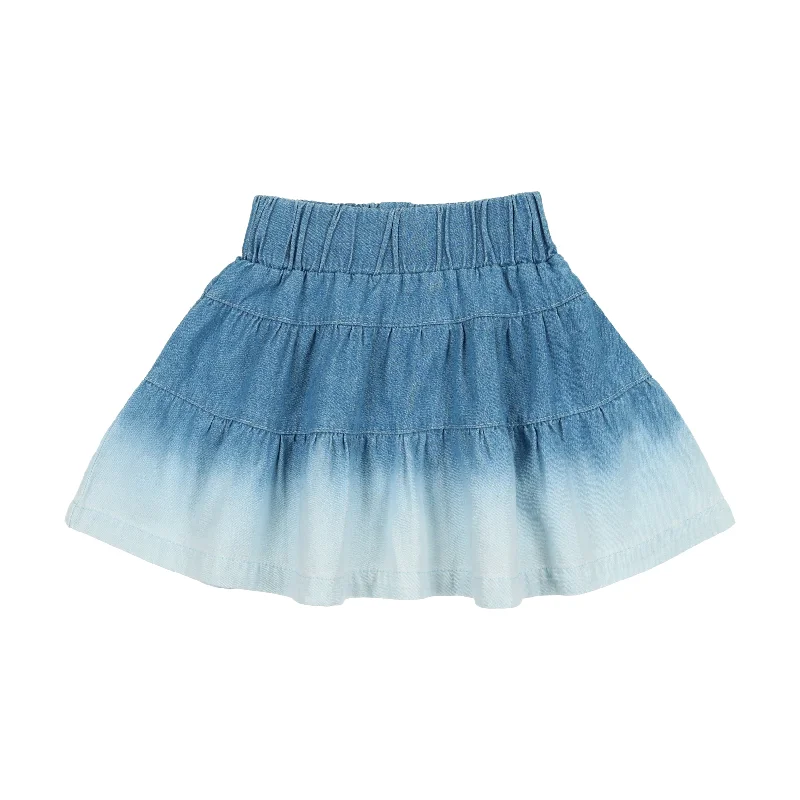 Analogie Dip Dye Tiered Skirt - Denim