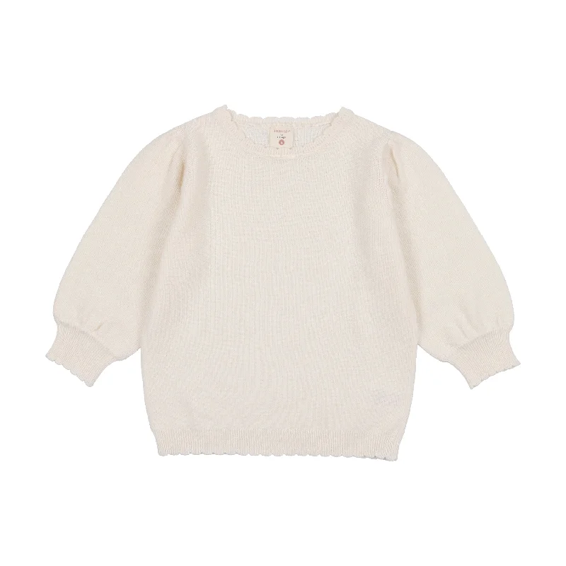 Analogie Knit Puff Sleeve Sweater - Cream