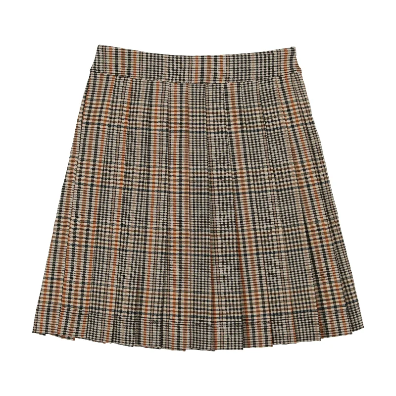 Analogie Pleated Skirt - Navy/Ecru Plaid