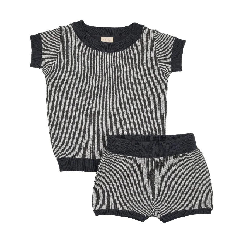 Analogie Stripe Knit Set - Off Navy