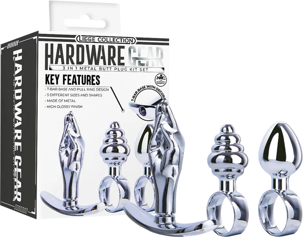 Hardware Gear - 3 in 1 Metal Butt Plug Kit Set - Silver