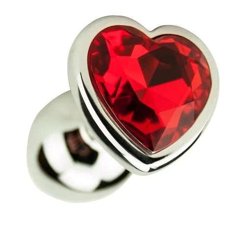 Heart Shaped Crystal Butt Plug Silver