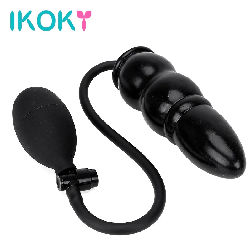 IKOKY Inflatable Anal Plug Adult Products Sex Toys for Women Men Anal Dilator Expandable Butt Plug Backyard Silicone Massager