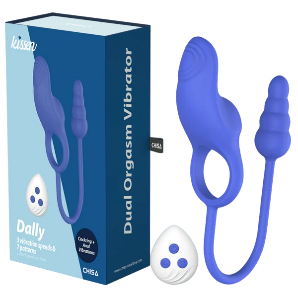 Kissen - Dally Cock Ring + Anal Vibrator - Blue