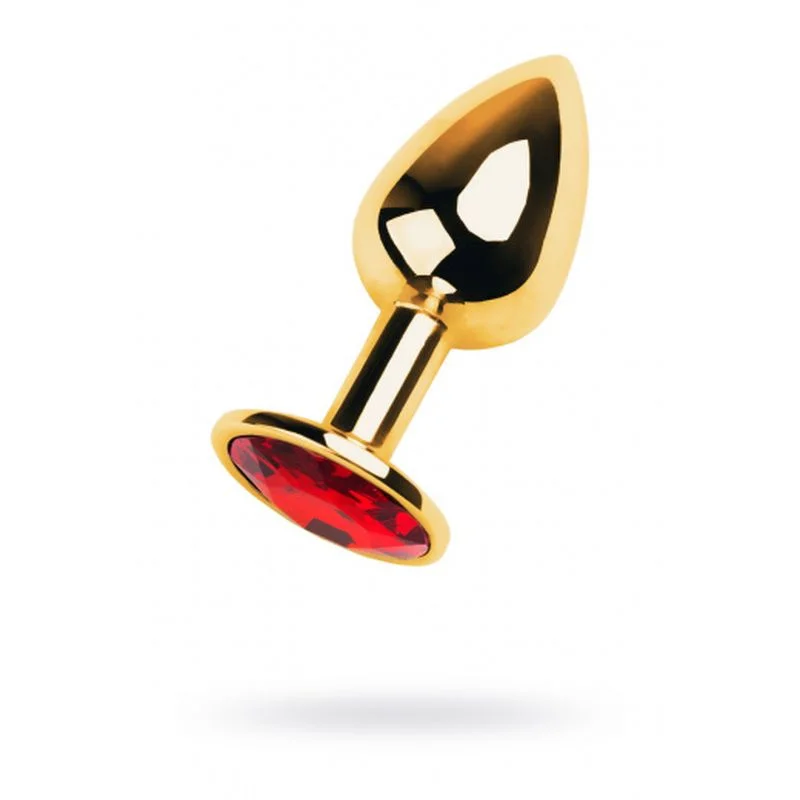 Metal - Gold Metal Anal Plug with Red Ruby Gem