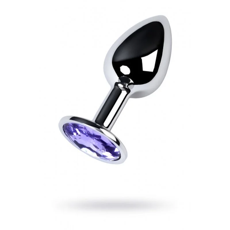 Metal - Metal Silver Anal Plug with Amethyst Crystal