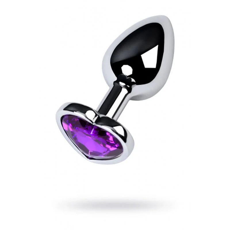 Metal - Silver Metal Anal Plug with Amethyst Crystal