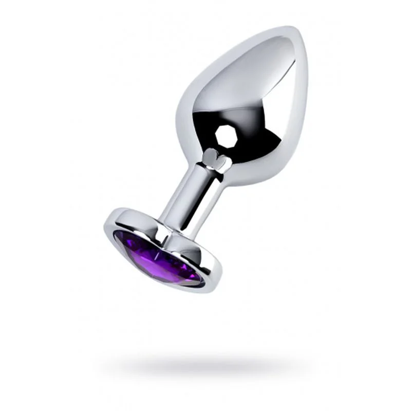 Metal - Silver Metal Anal Plug with Amethyst Crystal