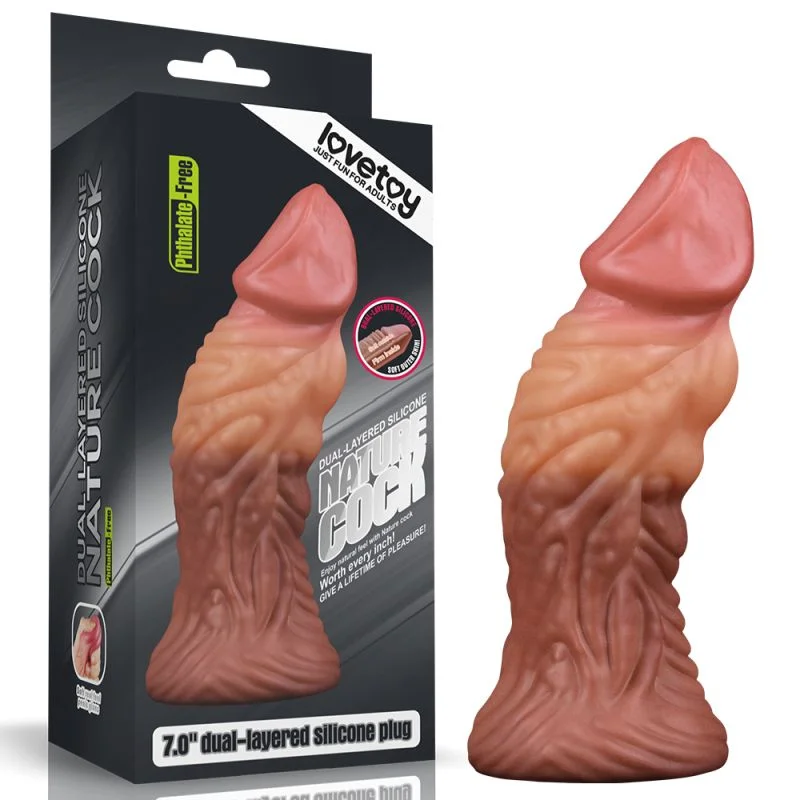 Nature Cock - Dual Layered Platinum Silicone Plug 7" - Flesh