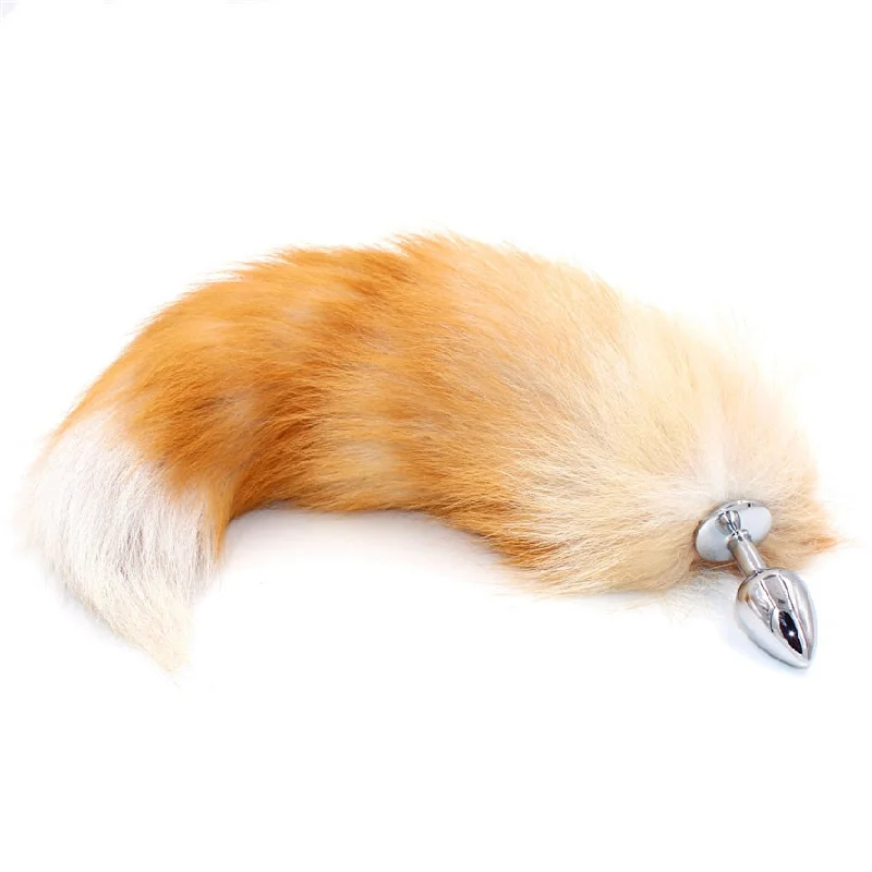 SAIXS Fox Tail Anal Plug With Big Real Crystal Fox Tails Metal Butt Plug Couple Sex Toys Erotic Cosplay Tail Drop shipping