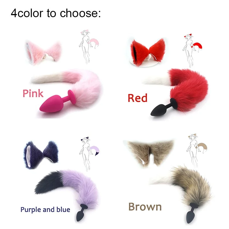 Silicone Plug  Fox Tail butt plug and lovely ears anal Sex Toy for women Adult Games Sex Products and dildo vibrator