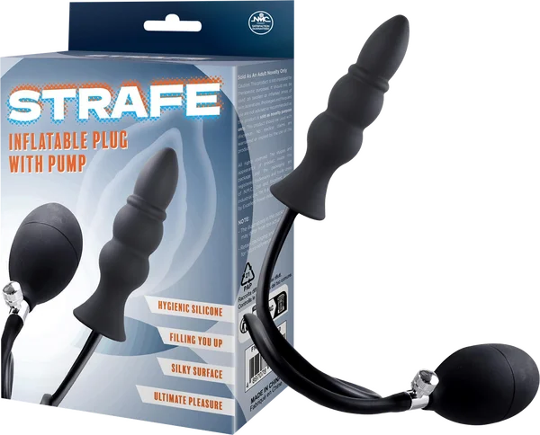 Strafe - Inflatable Ribbed Plug with Pump - Black