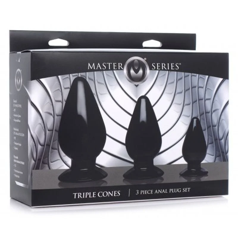 The Master Series - 3 Piece Anal Plug Set - Black